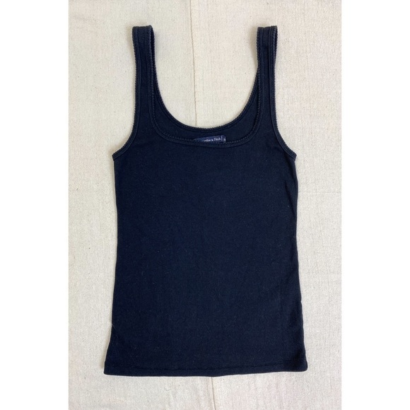 90s Abercrombie & Fitch Black Ribbed Square Neck Tank - Picture 1 of 7